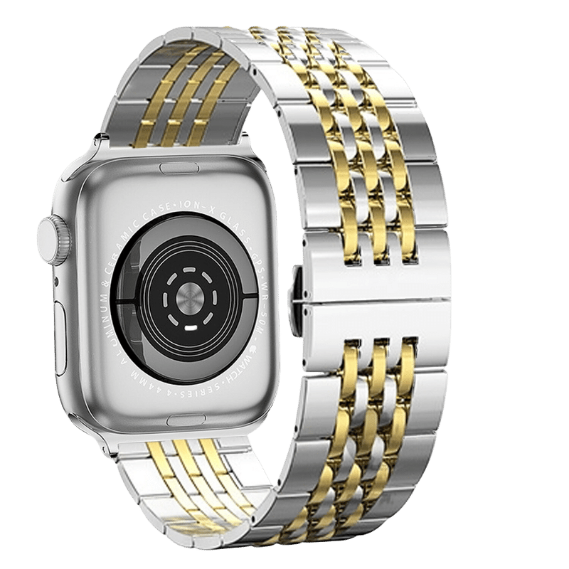 Armband für Apple Watch aus Edelstahl in der Farbe Silber-Gold, Modell Chelsea #farbe_Silber-Gold
