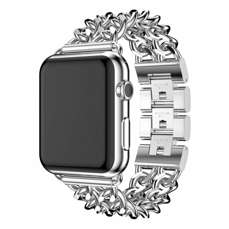 Armband für Apple Watch aus Edelstahl in der Farbe Silber, Modell Lagos #farbe_Silber