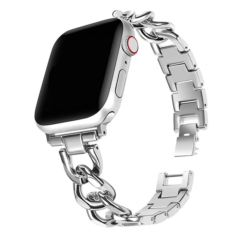Armband für Apple Watch aus Edelstahl in der Farbe Silber, Modell Sevilla #farbe_Silber