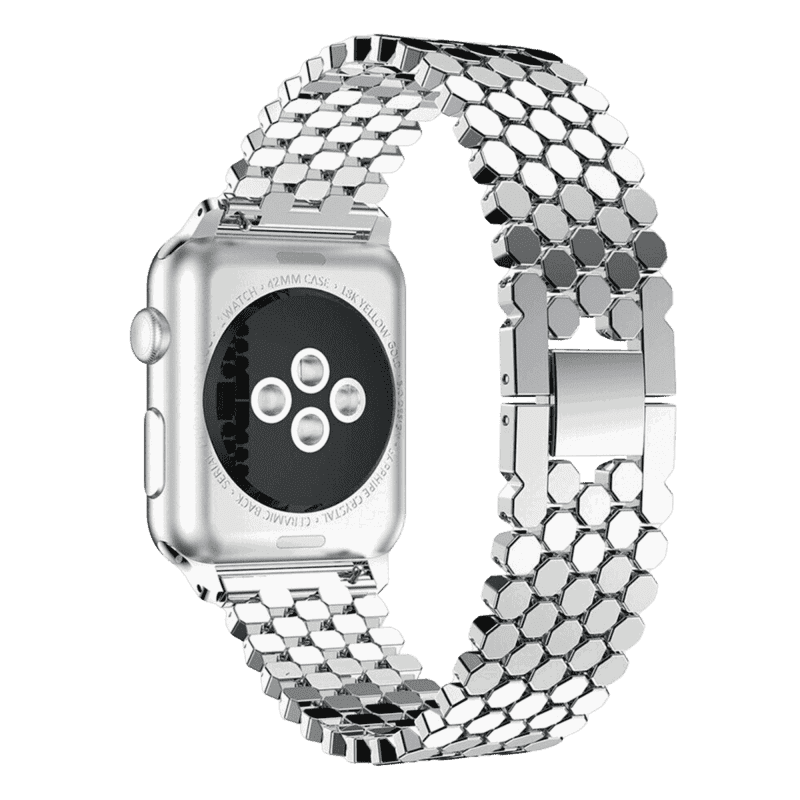 Armband für Apple Watch aus Edelstahl in der Farbe Silber, Modell Dubai #farbe_Silber