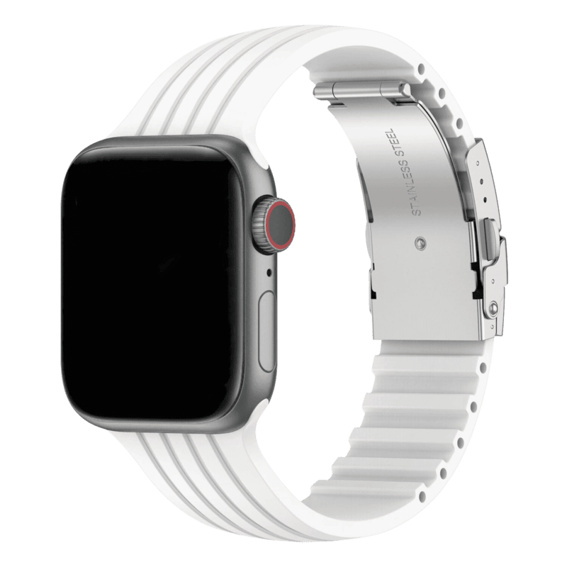 Armband für Apple Watch aus Silikon in der Farbe Weiß, Modell Bogotá #farbe_Weiß