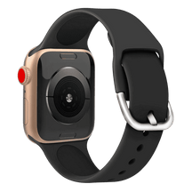 Armband für Apple Watch aus Silikon in der Farbe Schwarz, Modell Bordeaux #farbe_Schwarz