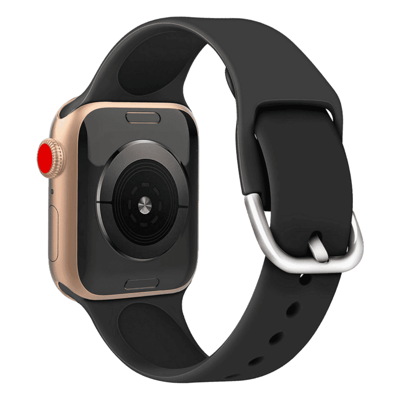 Armband für Apple Watch aus Silikon in der Farbe Schwarz, Modell Bordeaux #farbe_Schwarz