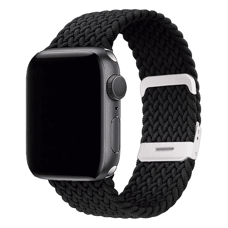 Armband für Apple Watch aus Nylon in der Farbe Schwarz, Modell Jakarta #farbe_Schwarz