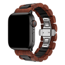 Armband für Apple Watch aus Silikon in der Farbe Schwarz, Modell Bogotá #farbe_Schwarz/Braun