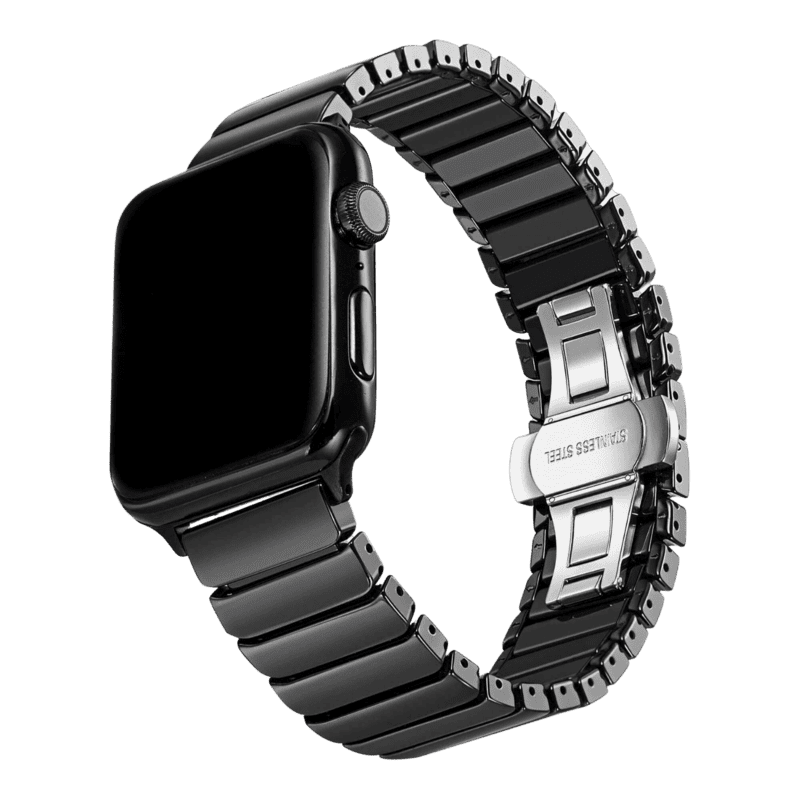 Armband für Apple Watch aus Keramik in der Farbe Schwarz, Modell Los Angeles #farbe_Schwarz