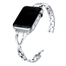 Armband für Apple Watch aus Edelstahl in der Farbe Silber, Modell Bologna #farbe_Silber