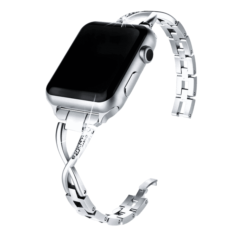 Armband für Apple Watch aus Edelstahl in der Farbe Silber, Modell Bologna #farbe_Silber