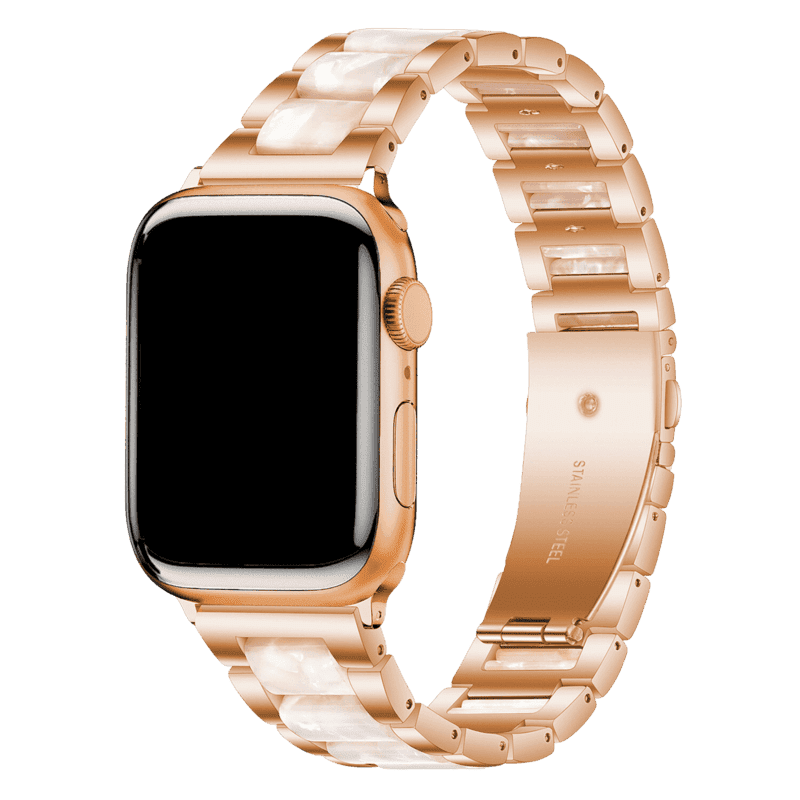 Armband für Apple Watch aus Edelstahl in der Farbe Rosegold/Pink, Modell Lissabon #farbe_Rosegold/Pink