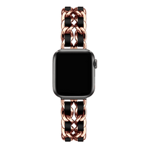 Armband für Apple Watch aus Edelstahl in der Farbe Rosegold-Schwarz, Modell Montpellier #farbe_Rosegold-Schwarz