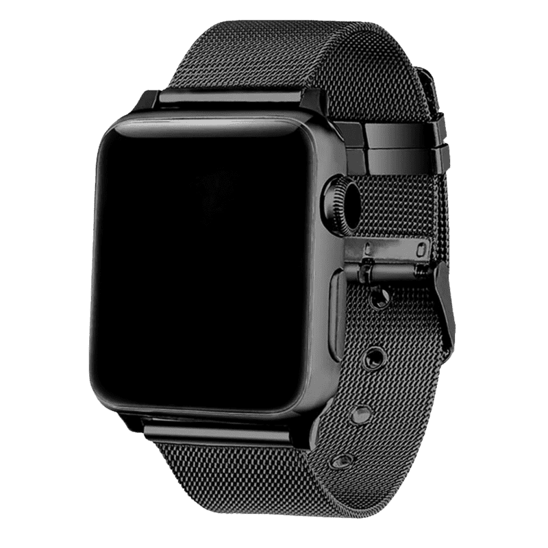Armband für Apple Watch aus Edelstahl in der Farbe Schwarz, Modell Valencia #farbe_Schwarz