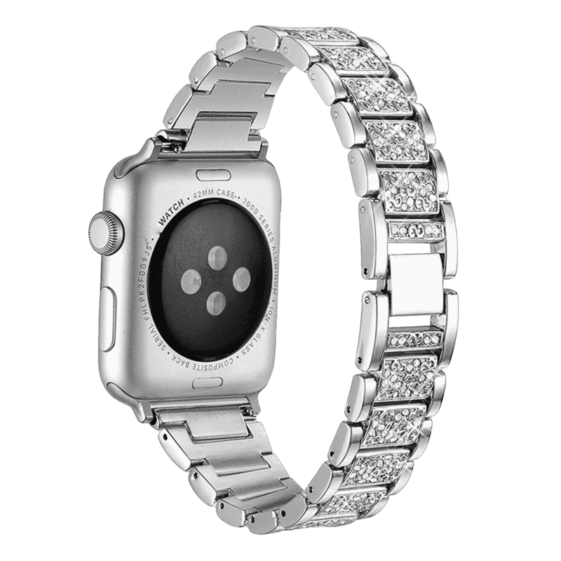 Armband für Apple Watch aus Gliederarmband in der Farbe Silber, Modell Paris #farbe_Silber