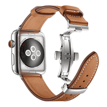 Armband für Apple Watch aus Leder in der Farbe Braun, Modell Monaco #farbe_Braun