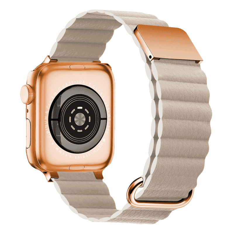 Armband für Apple Watch aus Leder in der Farbe Beige, Modell Madrid #farbe_Beige