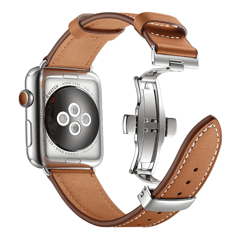 Armband für Apple Watch aus Leder in der Farbe Braun, Modell Monaco #farbe_Braun