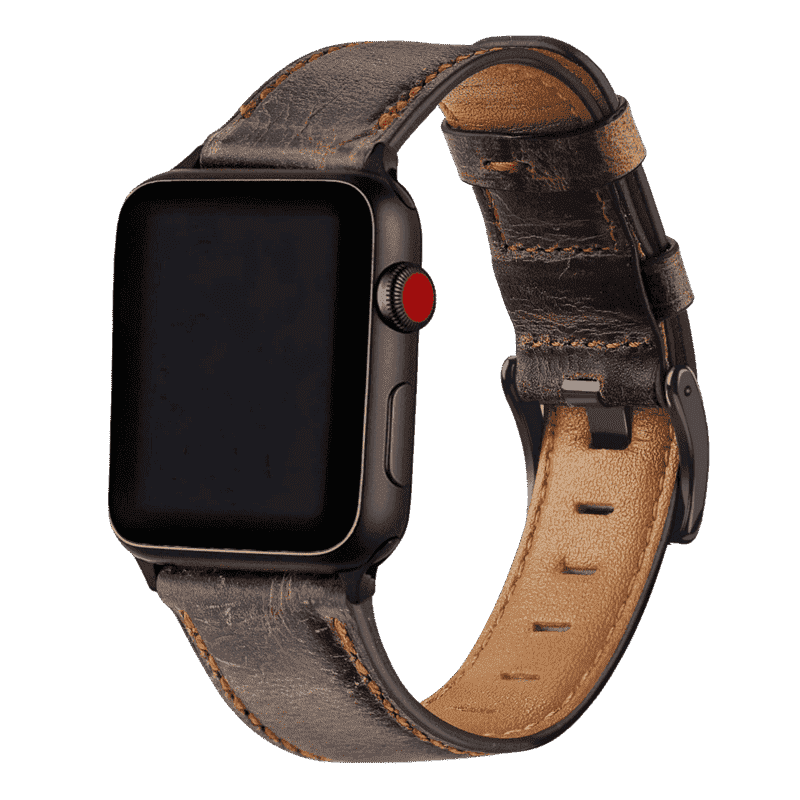 Armband für Apple Watch aus Leder in der Farbe Dunkelbraun, Modell Stockholm #farbe_Dunkelbraun