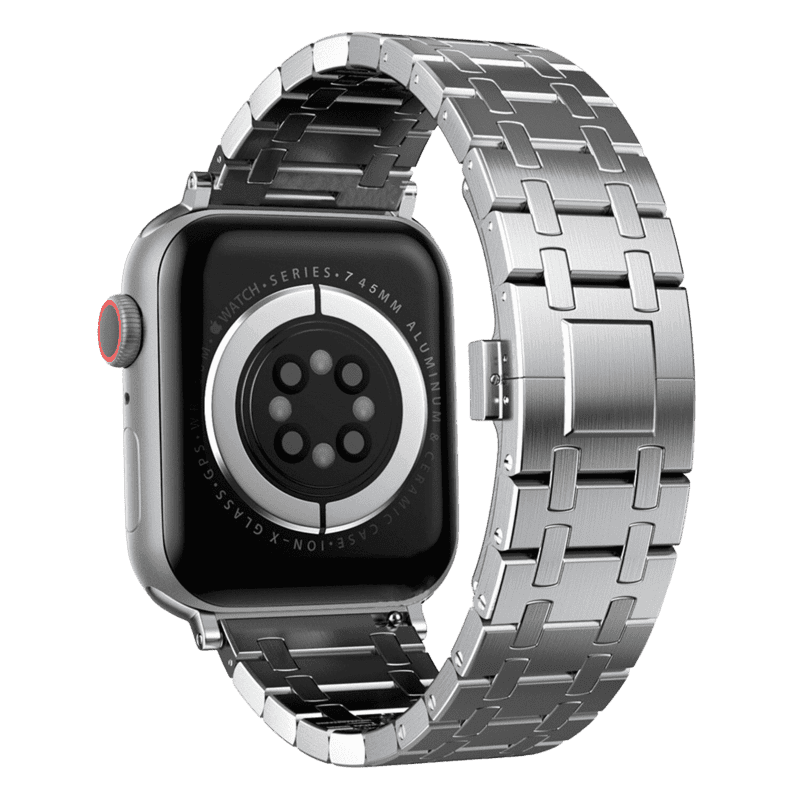 Armband für Apple Watch aus Edelstahl in der Farbe Silber, Modell Atlanta #farbe_Silber