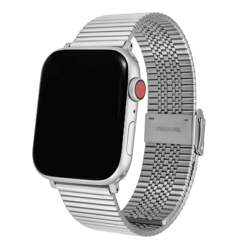 Armband für Apple Watch aus Edelstahl in der Farbe Silber, Modell Santiago #farbe_Silber