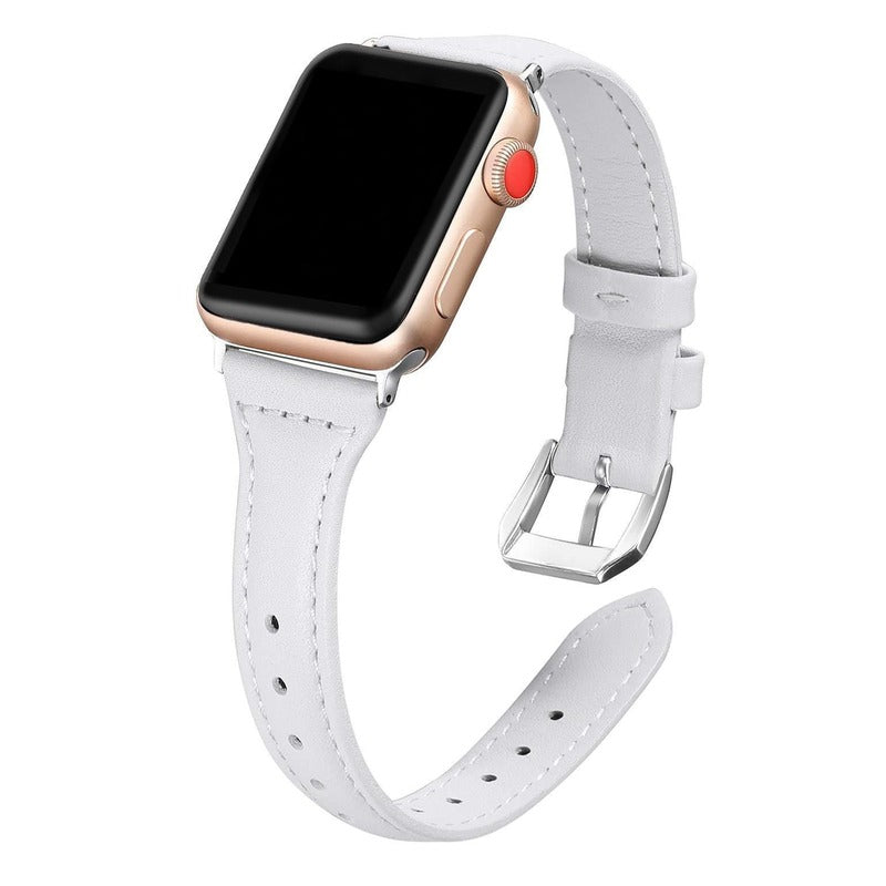 Armband für Apple Watch aus Leder in der Farbe Creampink, Modell Sydney #farbe_Weiß