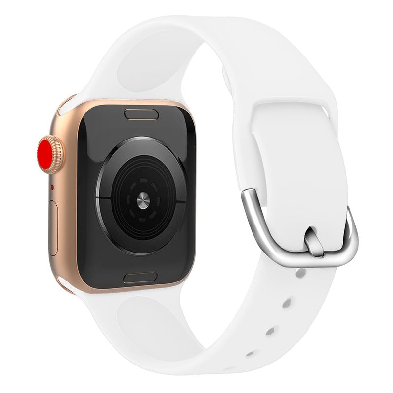 Armband für Apple Watch aus Silikon in der Farbe Weiß, Modell Bordeaux #farbe_Weiß