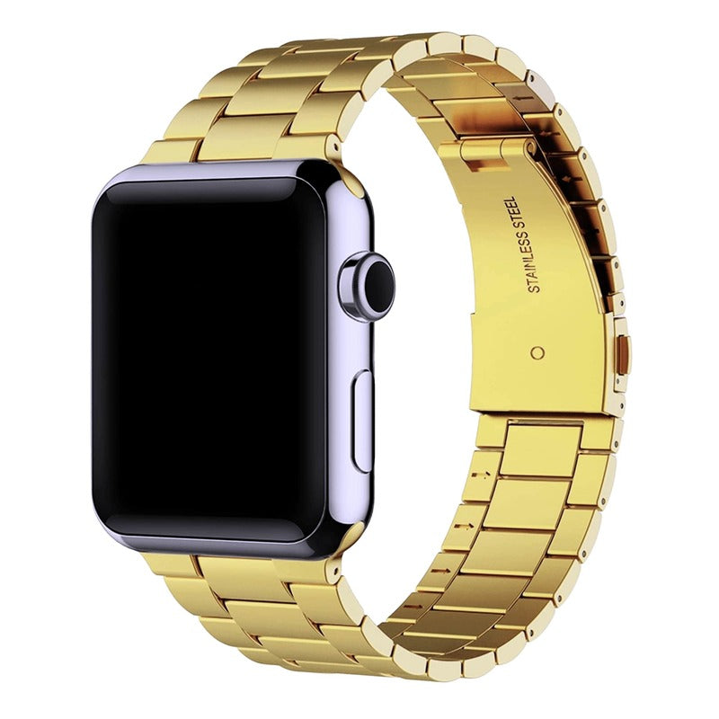 Armband für Apple Watch aus Edelstahl in der Farbe Silber-Rosegold, Modell Manhattan #farbe_Gold