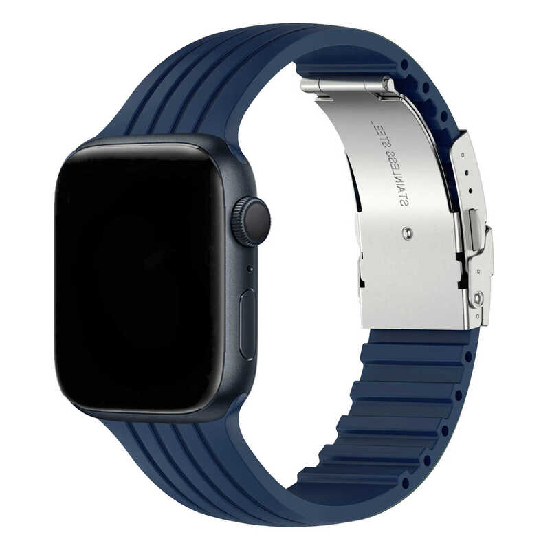 Armband für Apple Watch aus Silikon in der Farbe Dunkelblau, Modell Bogotá #farbe_Dunkelblau