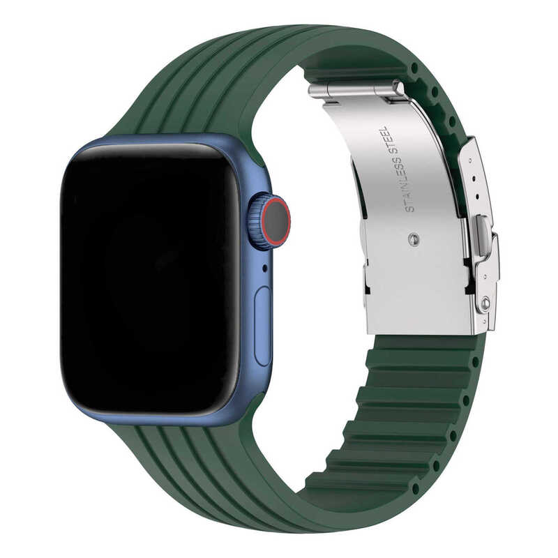 Armband für Apple Watch aus Silikon in der Farbe Dunkelgrün, Modell Bogotá #farbe_Dunkelgrün