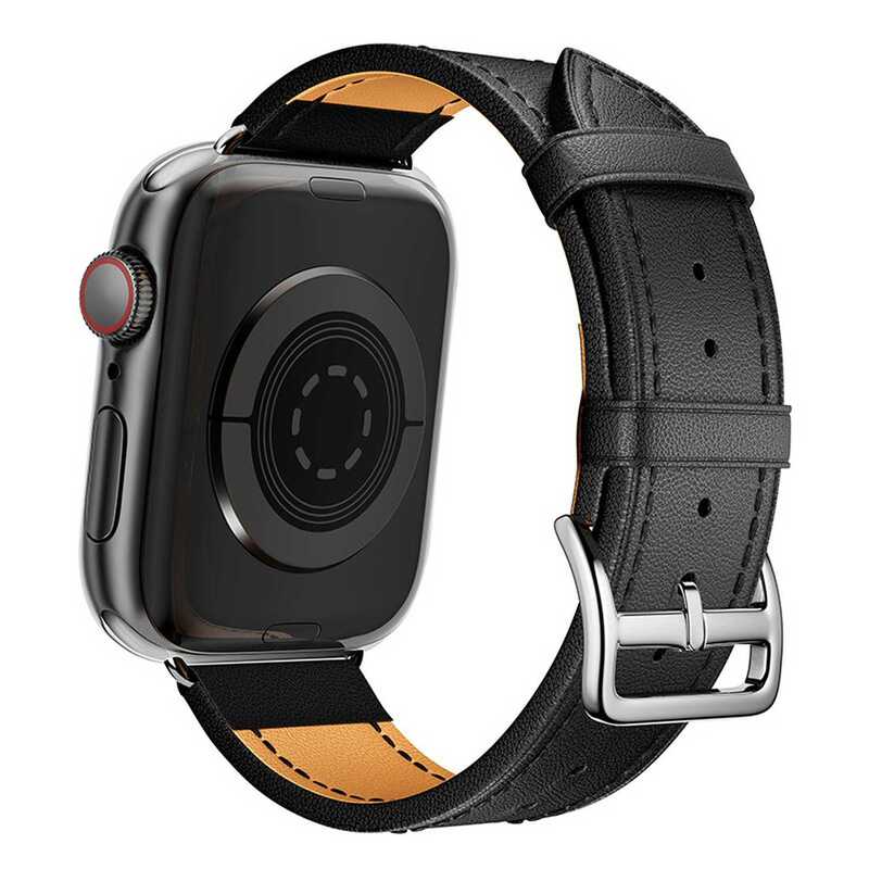 Armband für Apple Watch aus Leder in der Farbe Schwarz, Modell Eastfield #farbe_Schwarz
