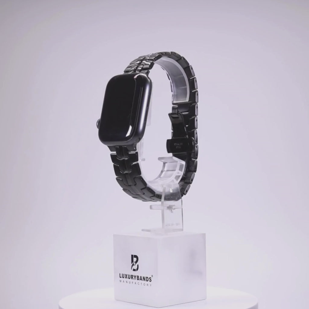 Armband für Apple Watch aus Edelstahl in der Farbe Schwarz, Modell Mailand #farbe_Schwarz