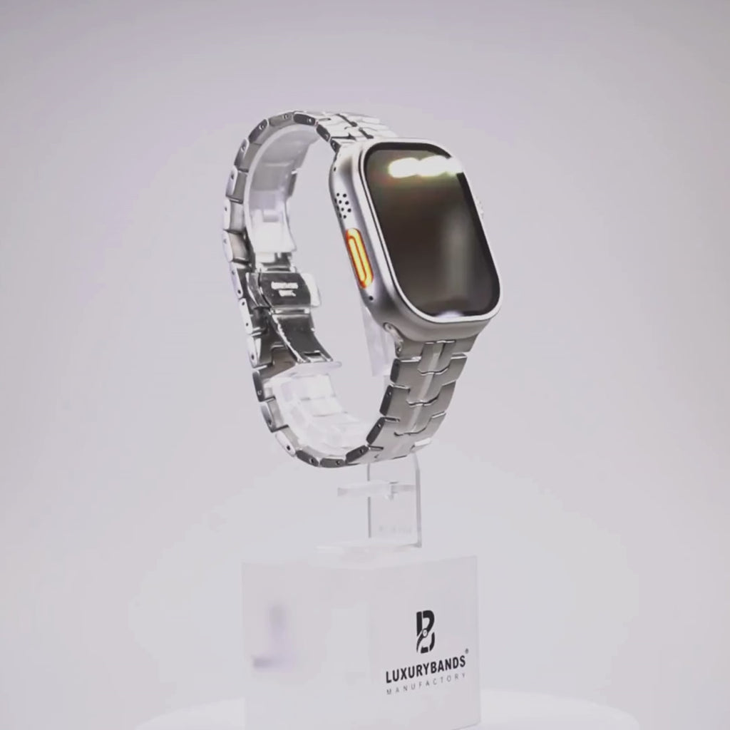 Armband für Apple Watch aus Edelstahl in der Farbe Silber, Modell Mailand #farbe_Silber