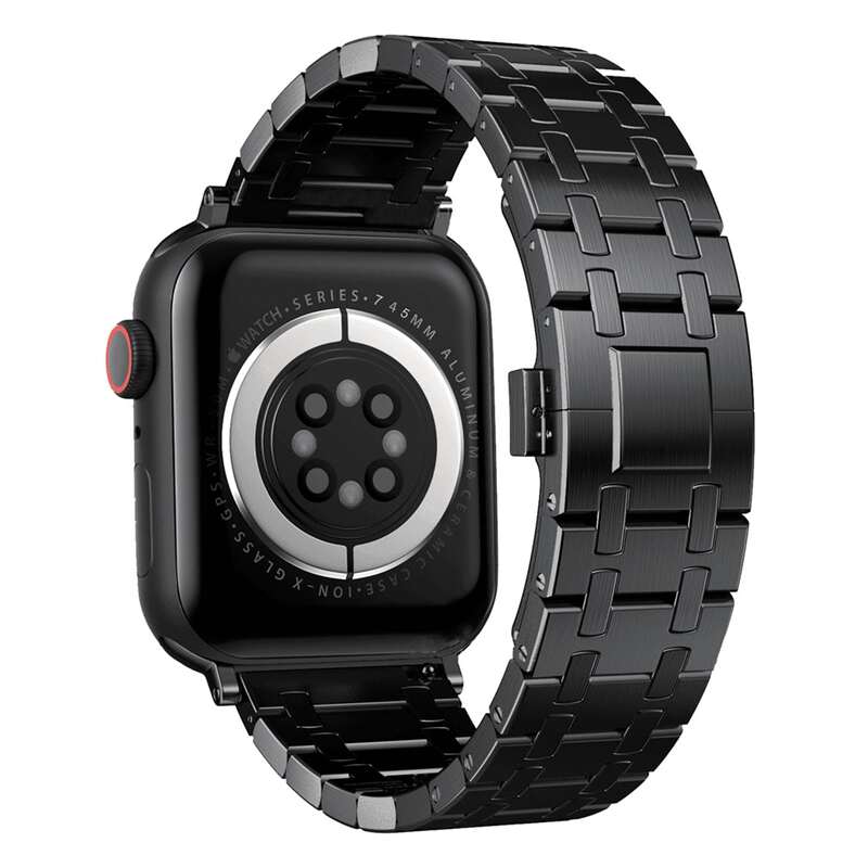 Armband für Apple Watch aus Edelstahl in der Farbe Schwarz, Modell Atlanta #farbe_Schwarz