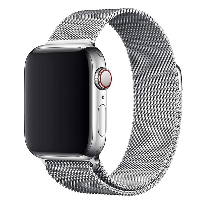 Armband für Apple Watch aus Edelstahl in der Farbe Schwarz, Modell San Diego #farbe_Silber