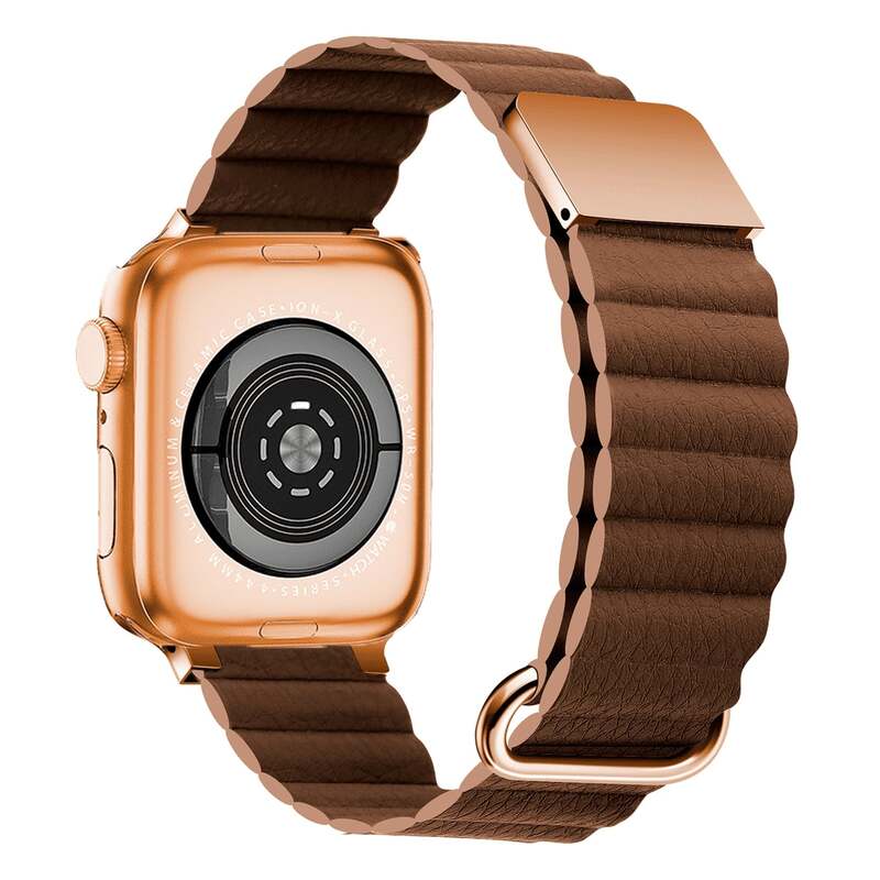 Armband für Apple Watch aus Leder in der Farbe Braun, Modell Madrid #farbe_Braun