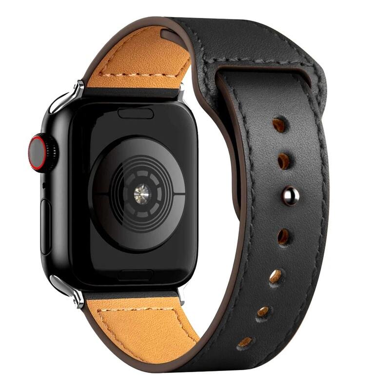 Armband für Apple Watch aus Leder in der Farbe Schwarz, Modell Oslo #farbe_Schwarz