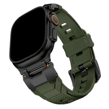 Armband für Apple Watch aus Silikon in der Farbe Grün, Modell Casablanca #farbe_Schwarz / Grün