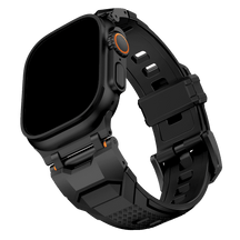 Armband für Apple Watch aus Silikon in der Farbe Schwarz, Modell Casablanca #farbe_Schwarz / Schwarz