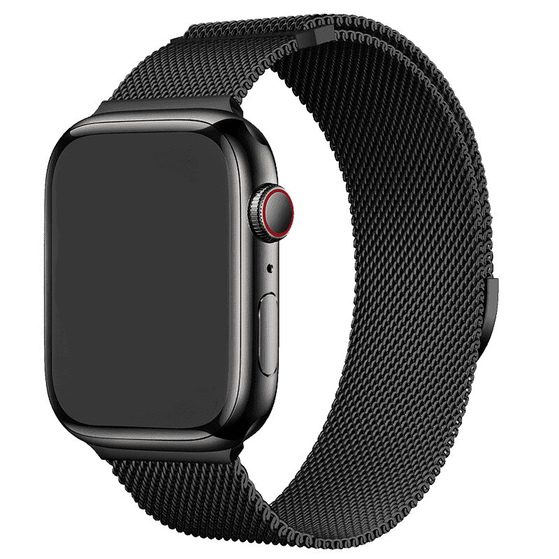 Armband für Apple Watch aus Milanaise in der Farbe Schwarz, Modell San Diego #farbe_Schwarz