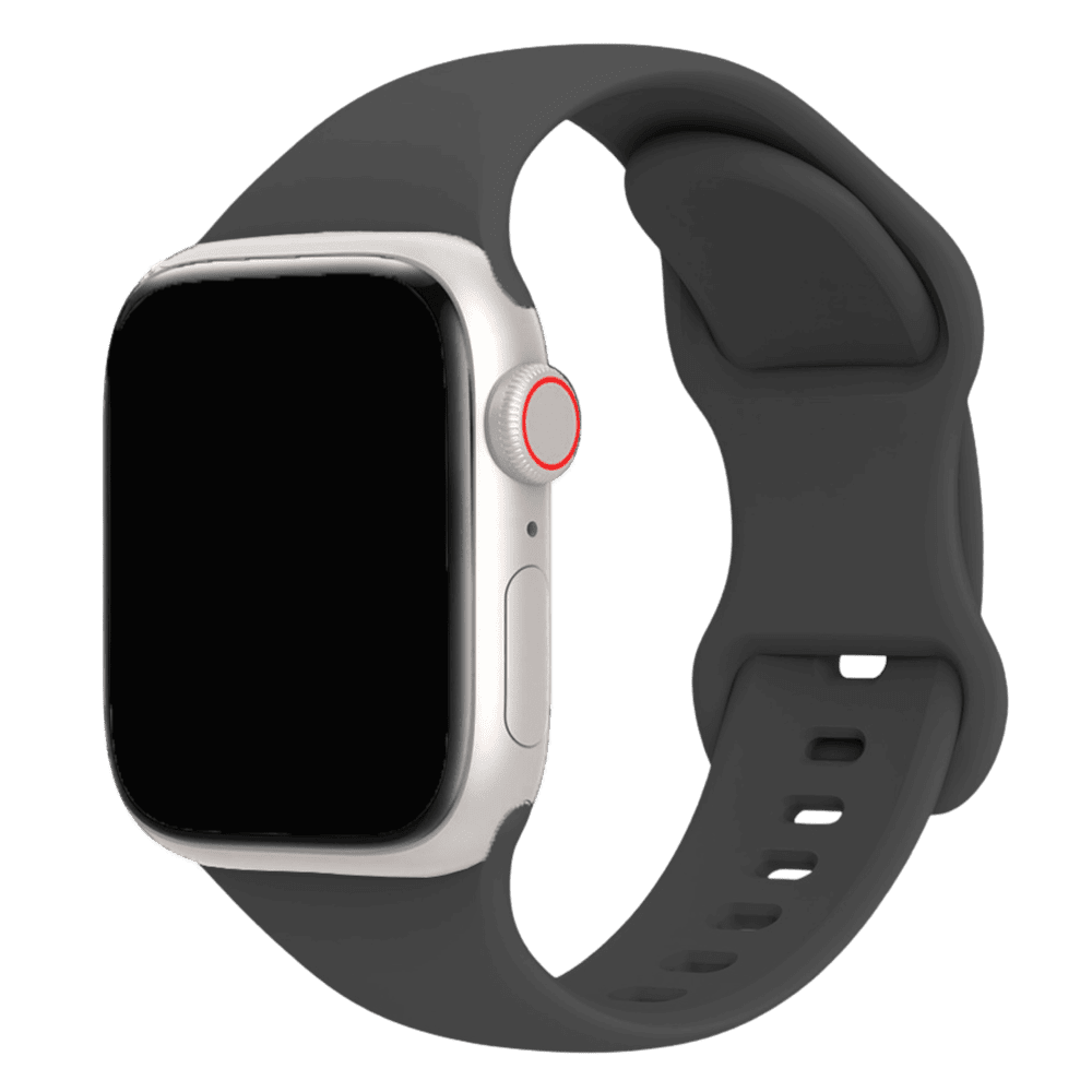 Armband für Apple Watch aus Silikon in der Farbe Schwarz, Modell Amsterdam #farbe_Schwarz